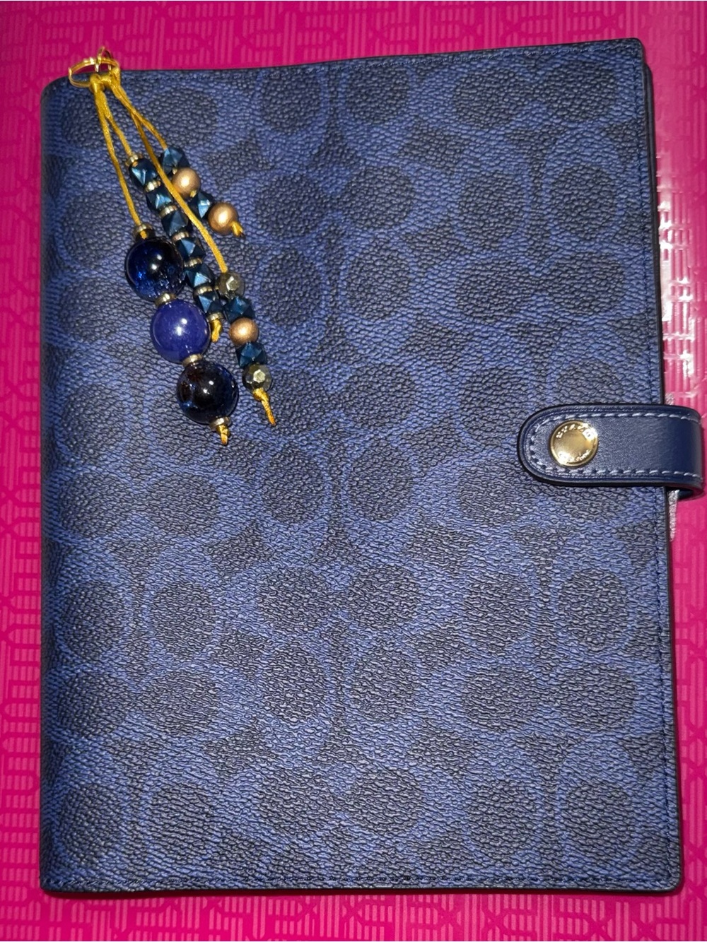 Coach Notebook Personal/A6 Binder Adapter with Beaded Charm